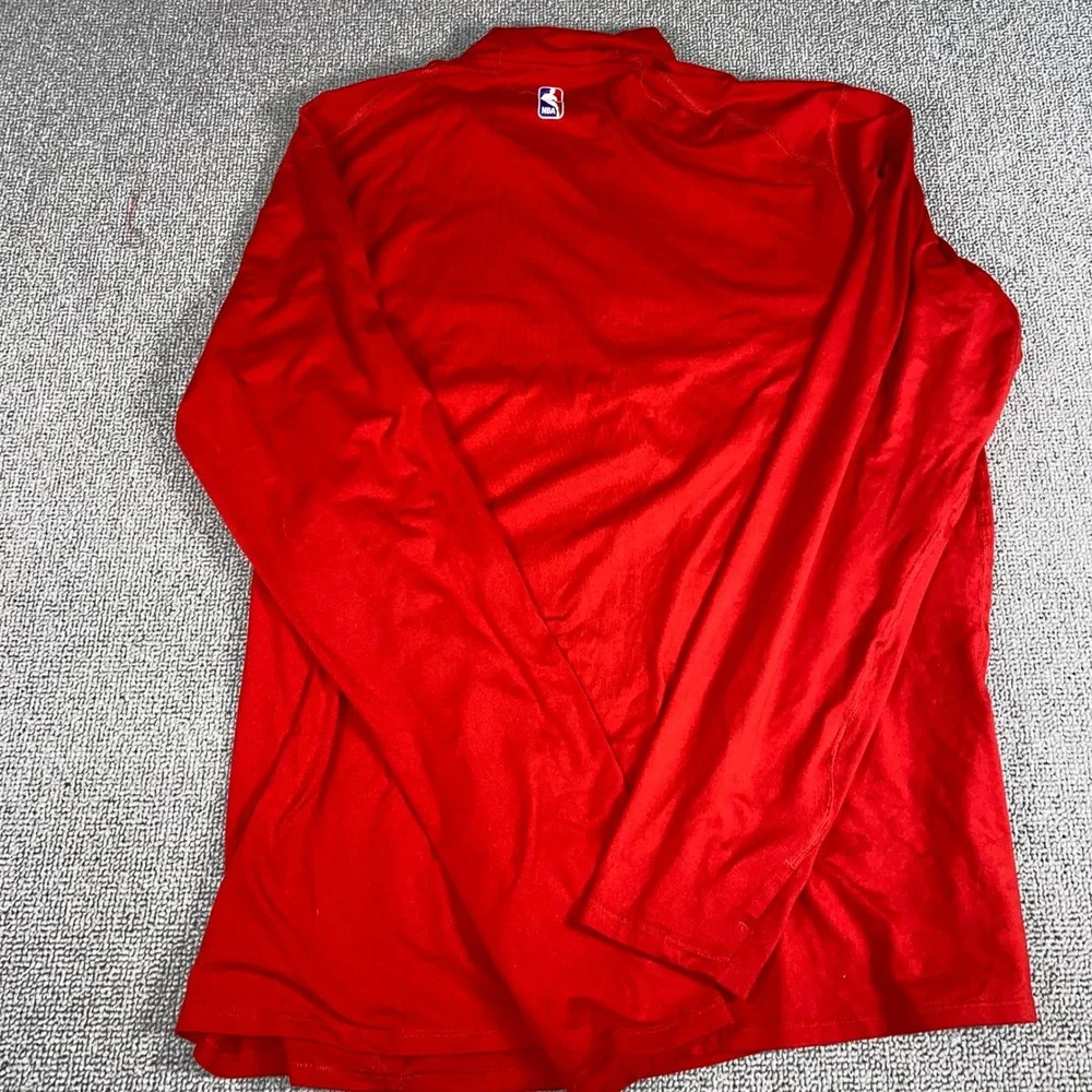 Nike Chicago Bulls Quarter Zip Mens XL Red NBA Dri Fit Long Sleeve Pullover Logo
